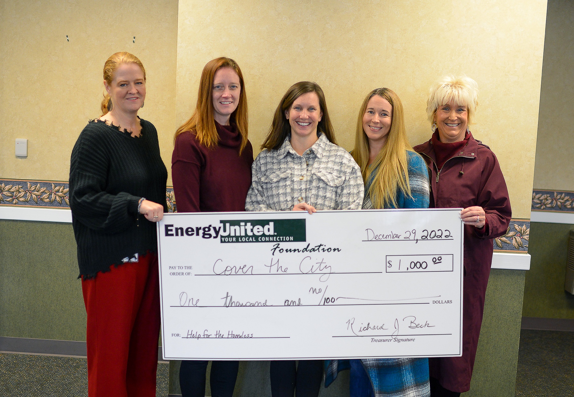 Energy United Foundation Donates 1,000 to “Cover the City Project”